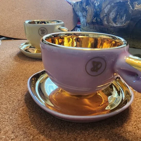 DANGRYA VENICE EXPRESSO CUP AND SAUCER 'FIORE' SET OF 4